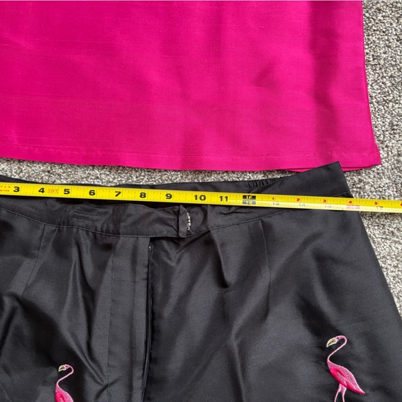 Vintage Pink and Black Flamingo Women's pants and top. Silk. - Picture 6 of 8